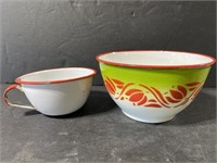 Vintage granite ware Germany bowl & enameled cup