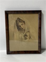 Vintage mother & baby framed picture