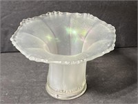 Vintage frosted iridescent glass vase