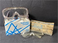 2 pair vintage clear safety goggles