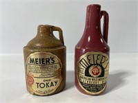 Pair of vintage mini stone Meier’s wine decanters