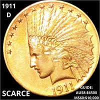 1911-D $10 Gold Eagle NEARLY UNCIRCULATED