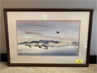 SIGNED MOUNTAIN SCENE-HAS WATER DAMAGE