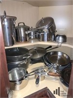 Contents of Cabinet Set of Pots and Pans with lids