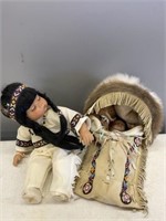 NATIVE AMERICAN DOLL AND BABY
