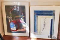 Two Large Framed Abstract Art Pieces