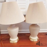Two Matching White Based Table Lamps