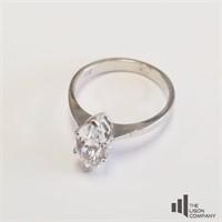 14 kt White Gold & Oval CZ Ring