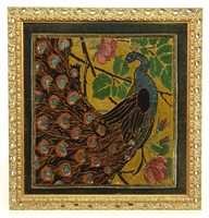 Early Velvet Painting of a Peacock