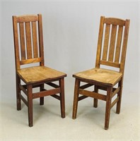 Pair Quaint Furniture Arts & Crafts Period Chairs