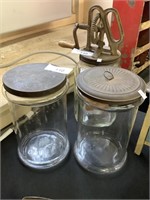 Pair of vintage glass canisters.