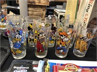 Tray of assorted Disney Glasses.