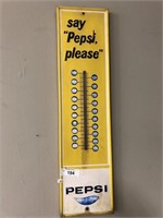 Vintage Tin Pepsi thermometer sign.