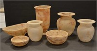 Collection Of 7 Alabaster Jars & Bowls