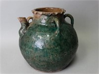Antique Chinese Green Glazed Stoneware Wine Jug