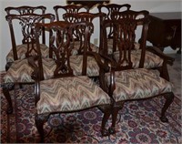 8 Baker Solid Mahogany Carved Chippendale Chairs