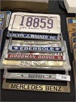 8 license plate holders, classic car plate.