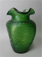 Loetz Type Vase with Swirled Ribbon Body