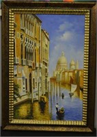 Large Oil on Canvas Painting - Venice