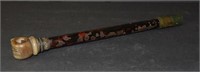 Antique Chinese Jade & Lacquered Wood Opium Pipe