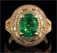 14kt Rose Gold 3.97 ct Emerald & Diamond Ring