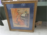 FRAMED GIRL AT THE PIANO PRINT