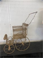 VINTAGE METAL DOLL  PRAM 23"T X 10.5"W