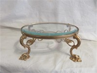 ORNATE FRENCH STYLE METAL AND BEVELED GLASS STAND