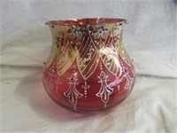 ENAMELED CRANBERRY VASE - CHIP ON RIM