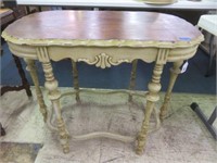 ANTIQUE CARVED PAINTED PARLOR TABLE