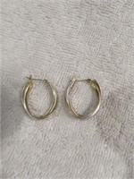 14KT GOLD AND SILVER OVERLAY EARRINGS 1"