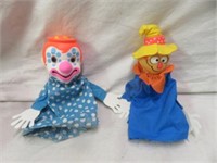 2PC VINTAGE CLOWN AND SCARECROW FINGER PUPPETS