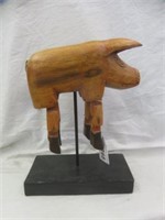 PRIMITIVE STYLE WOOD PIG WITH JOINTED LEGS