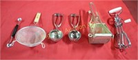 Stainless Ice Cream Scoops, Ricer, Strainer,