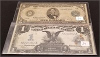 1899 Dollar Silver Certificate; $5 FRN Series