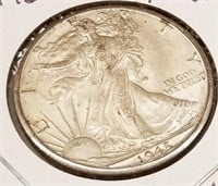 1945-D Half Dollar AU-Unc.