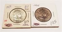 (2) 1949 Half Dollars BU
