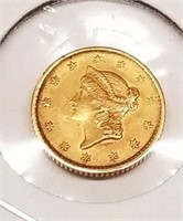 1853 Dollar Gold Piece AU (Obverse Scratches)