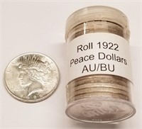 Roll of 1922 Silver Dollars AU-BU