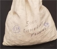 Bag of 5000 Canadian Cents