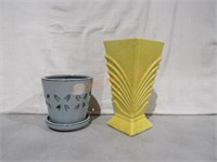 Mccoy Pottery Vase 9 1/4" & Flower Pot 5 1/2";