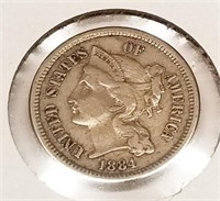 1884 Three Cent F