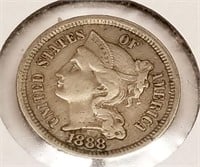 1888 Three Cent VF