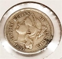 1887 Three Cent VG