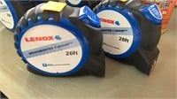 2 New LENOX 26ft Tape Measures WoodMaster C-Sharp
