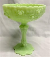 Fenton Lime Green Custard Glass Compote