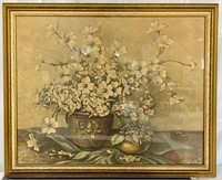 Vintage Signed Framed Floral Print
