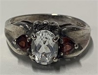 Sterling CZ and Ruby Ring