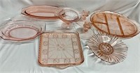 8 Pieces of Pink Depression Glass
