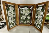 3 Panel Hinged Stained Glass Screen